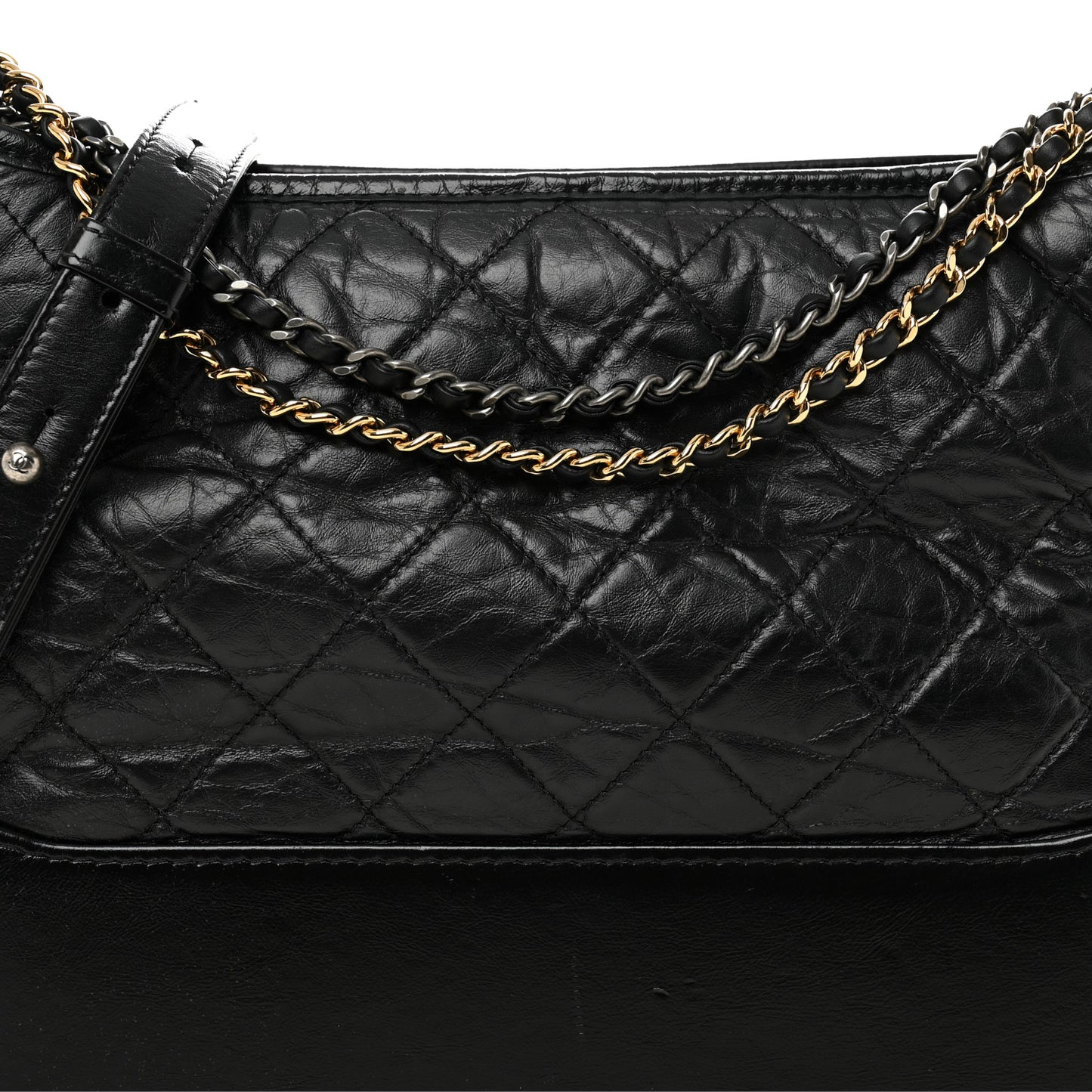 Aged Calfskin Quilted Medium Gabrielle Hobo Black