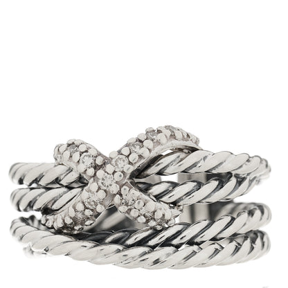 David Yurman Sterling Silver Diamond 10mm X Crossover Ring 51 5.75 1 of 4