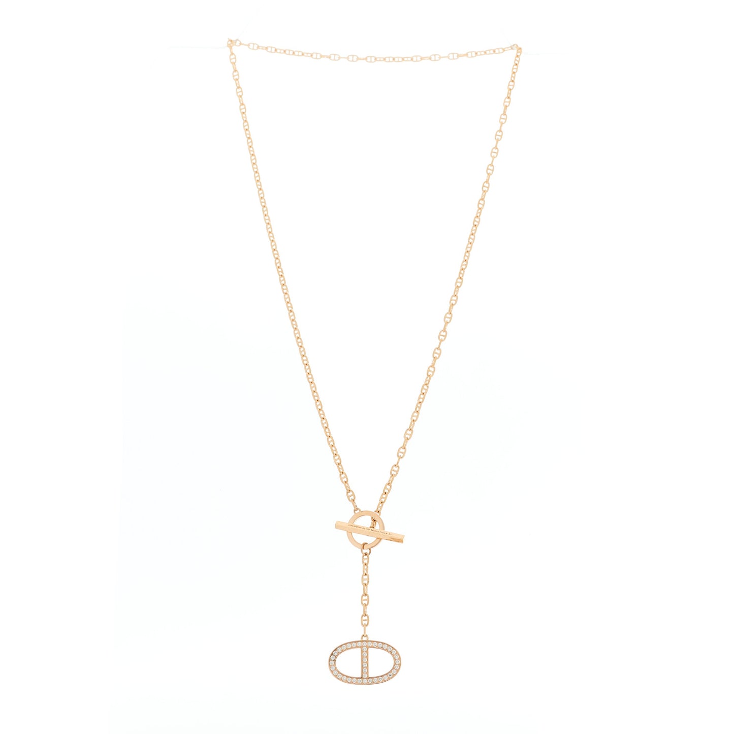 18K Rose Gold Diamond GM Chaine D'Ancre Contour Pendant Necklace