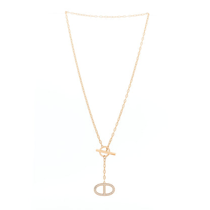 Hermes 18K Rose Gold Diamond GM Chaine D'Ancre Contour Pendant Necklace 3 of 5
