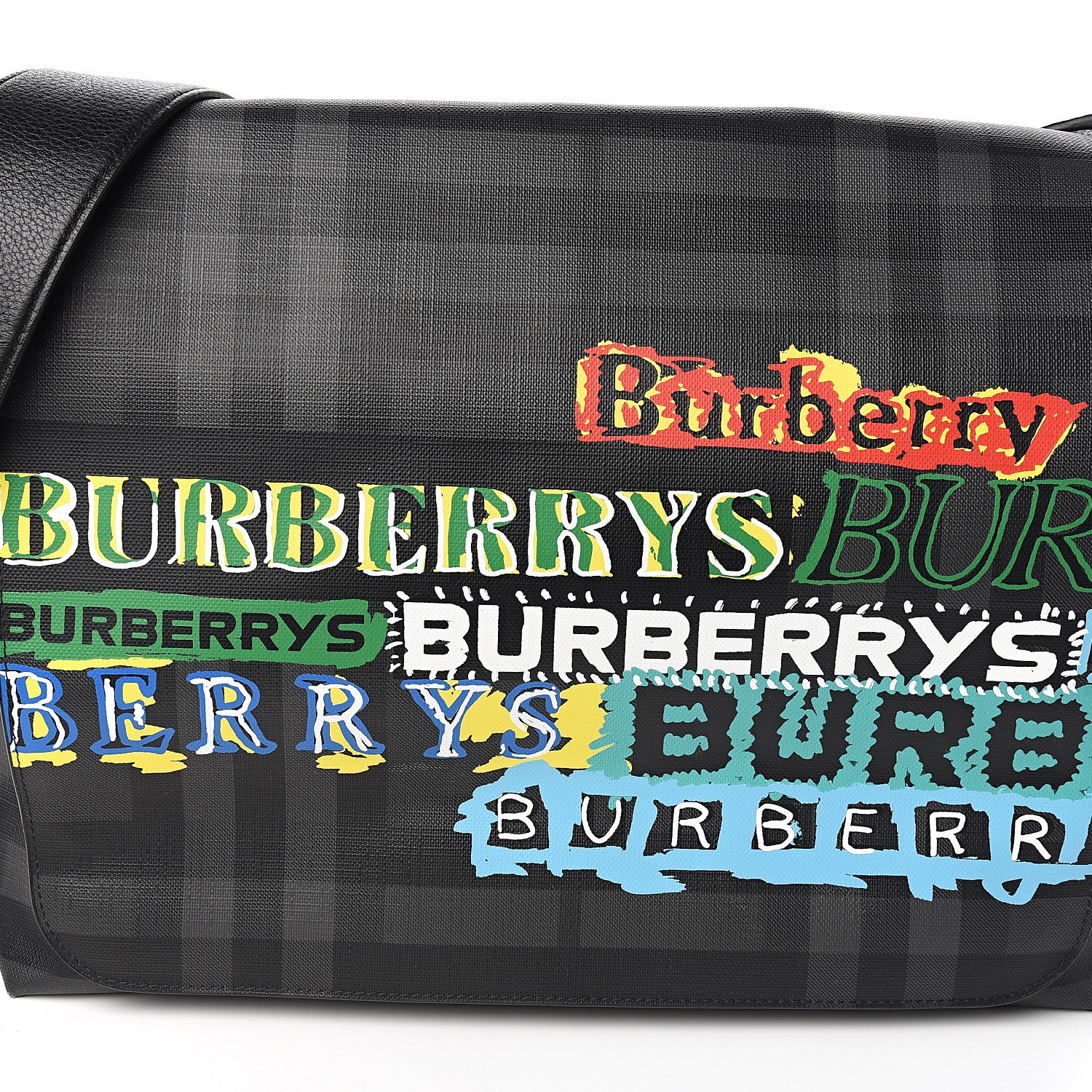 Burberry Smoked Check Logo Graphic Burleigh Messenger Bag Black 10 of 10