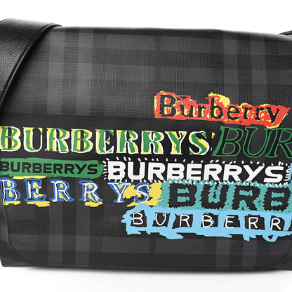 Burberry Smoked Check Logo Graphic Burleigh Messenger Bag Black 10 of 10