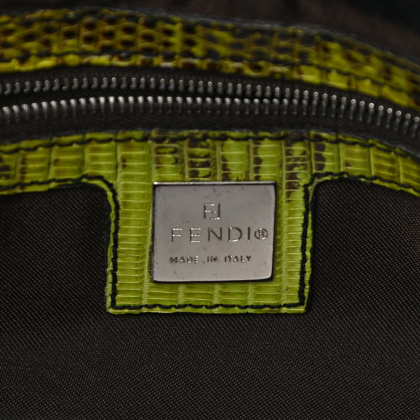 Shearling Lizard Beaded Baguette Black Green Multicolor