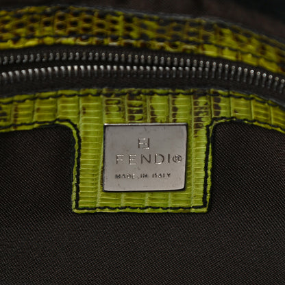 Fendi Shearling Lizard Beaded Baguette Black Green Multicolor 7 of 14