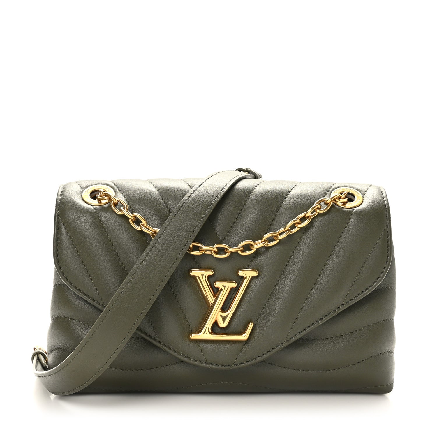 Calfskin LV New Wave Chain Bag Kaki