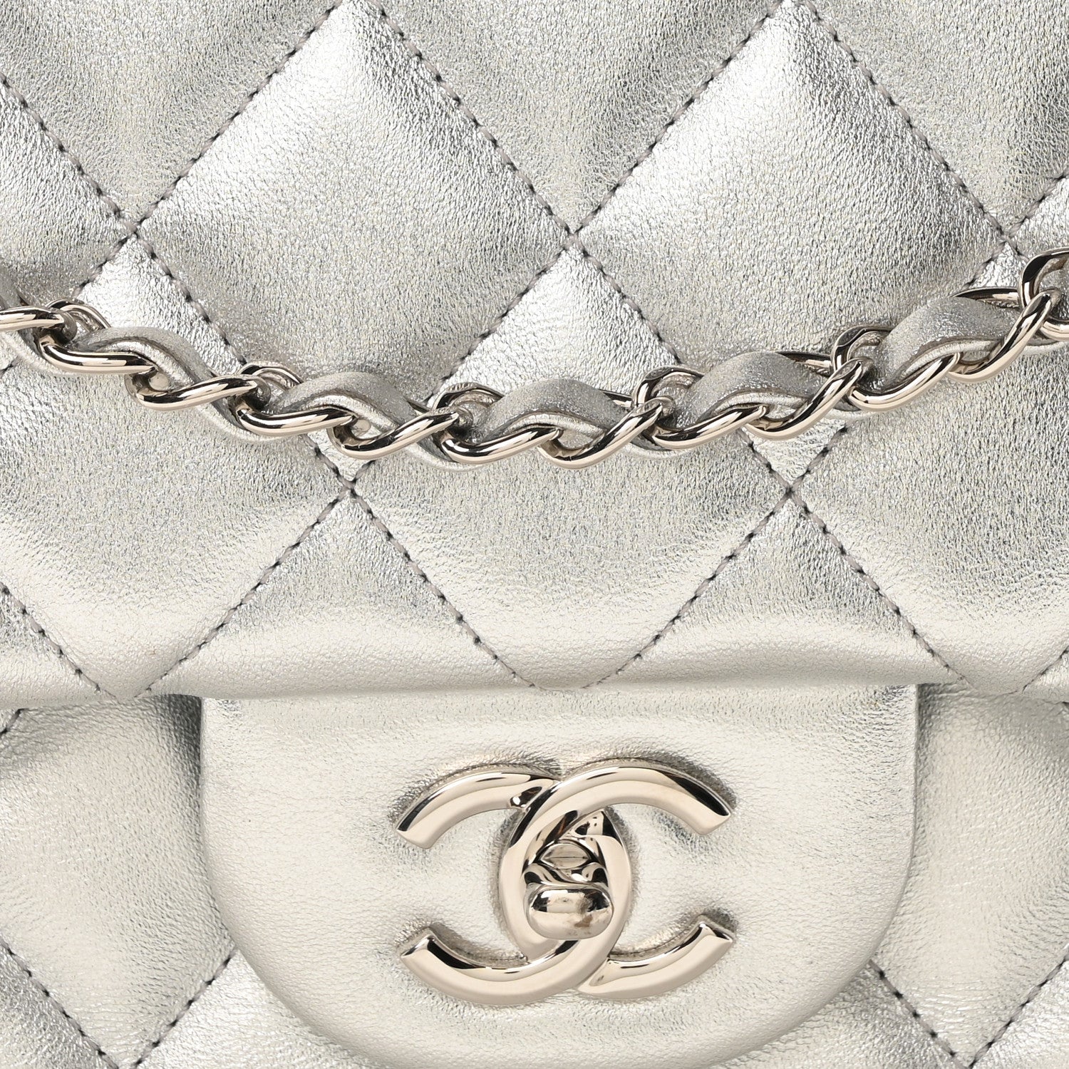 Chanel Metallic Lambskin Quilted XXL Travel Flap Bag Silver 8 of 10
