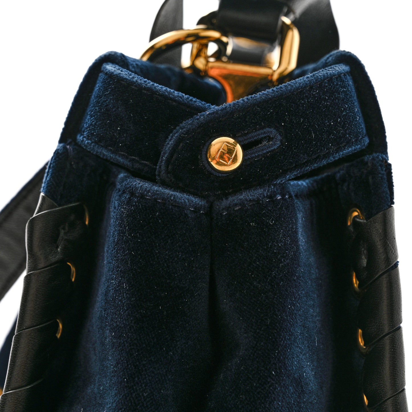 Velvet Vitello Seta Lace Up Medium Peekaboo Iconic Satchel Blue