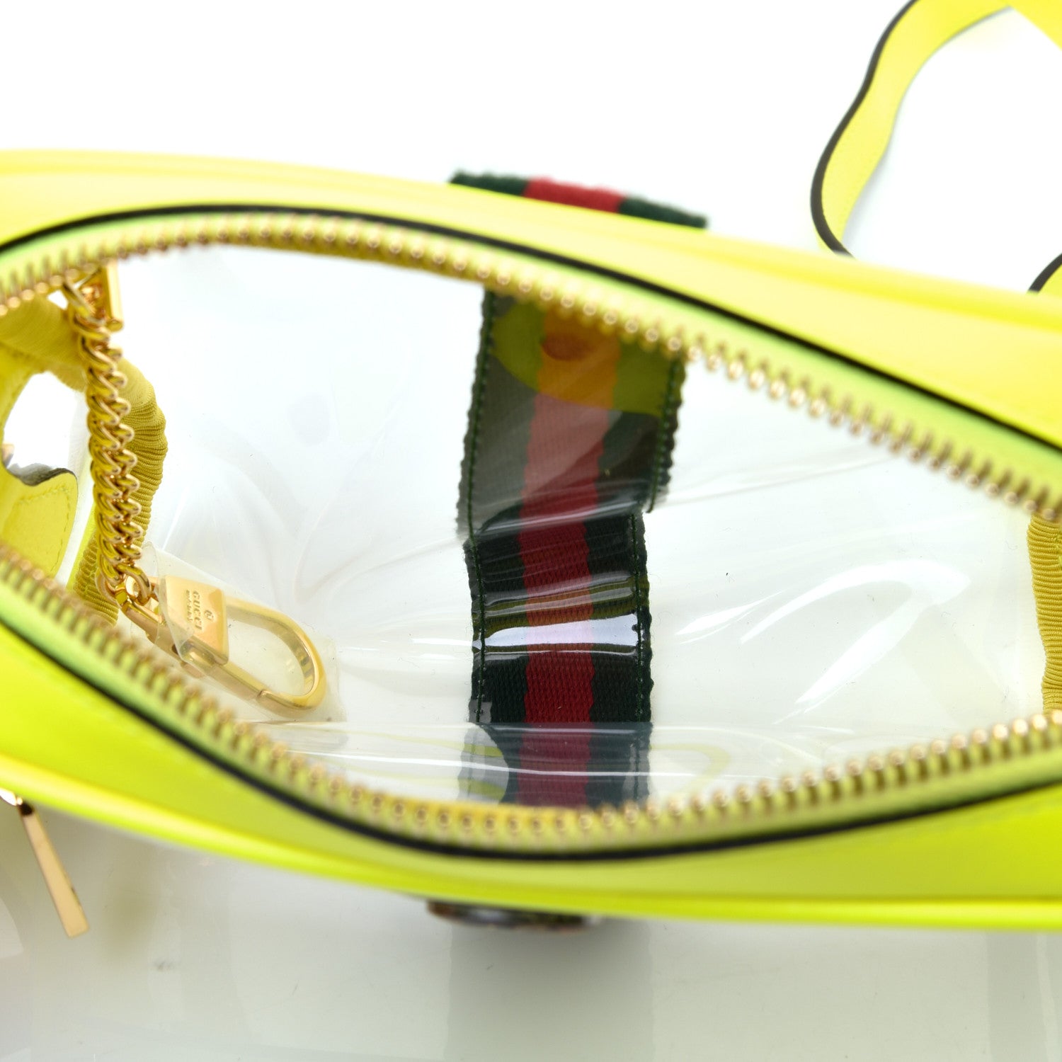 Gucci Vinyl Web Mini Ophidia Transparent Shoulder Bag Yellow Fluo 5 of 9