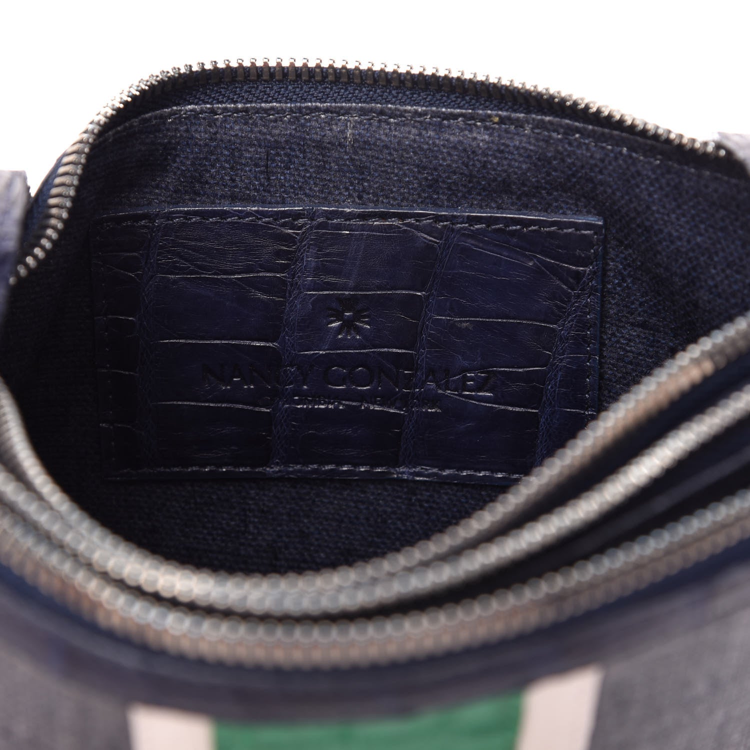 Nancy Gonzalez Crocodile Linen Crossbody Bag Navy 9 of 11