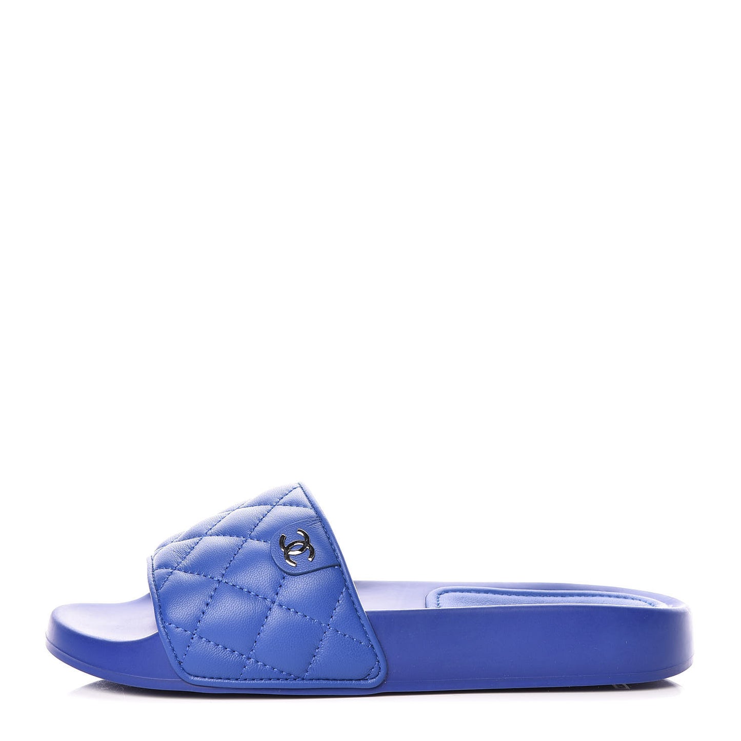 Lambskin Quilted CC Mules Sandals 36 Blue
