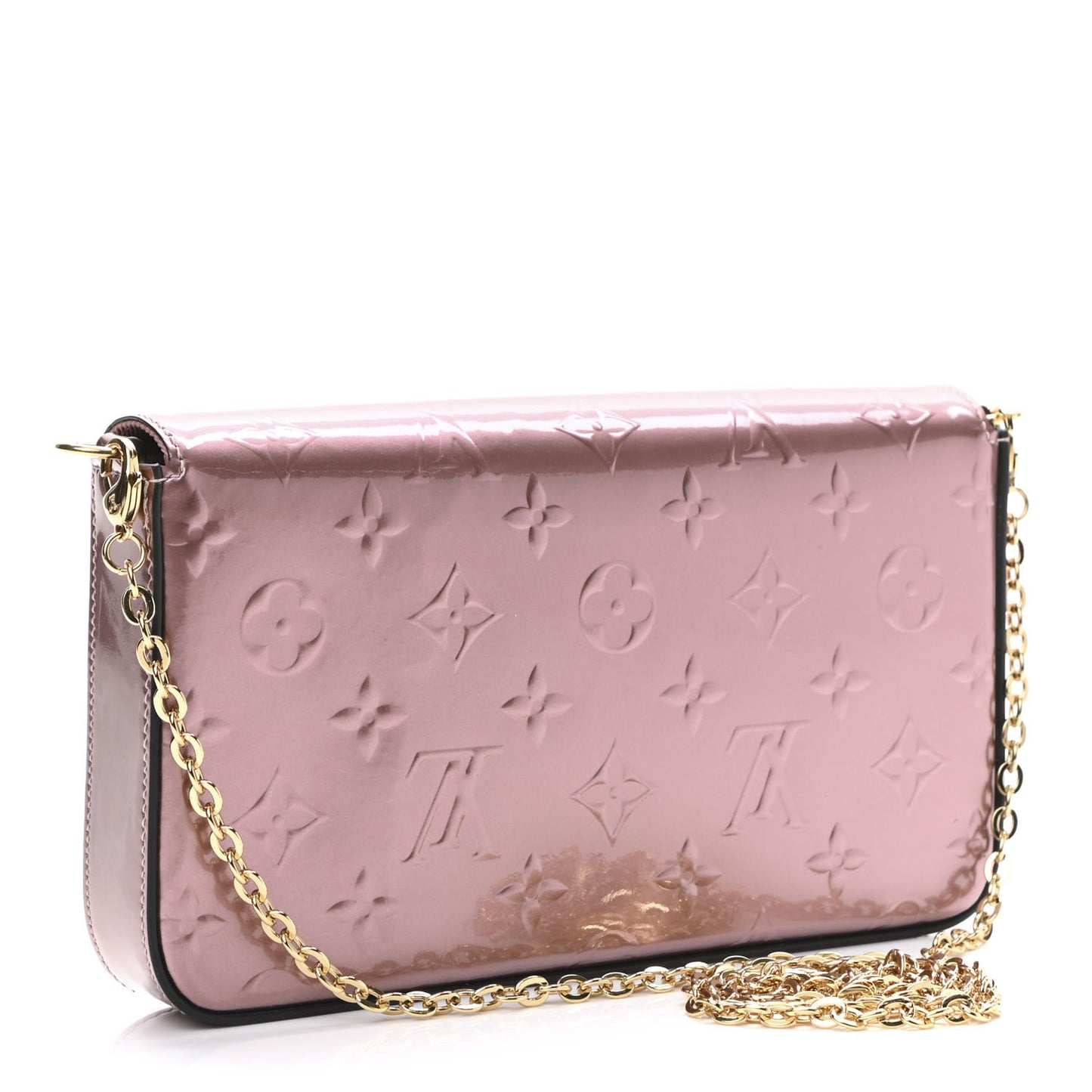 Vernis Pochette Felicie Chain Wallet Metallic Pale Pink