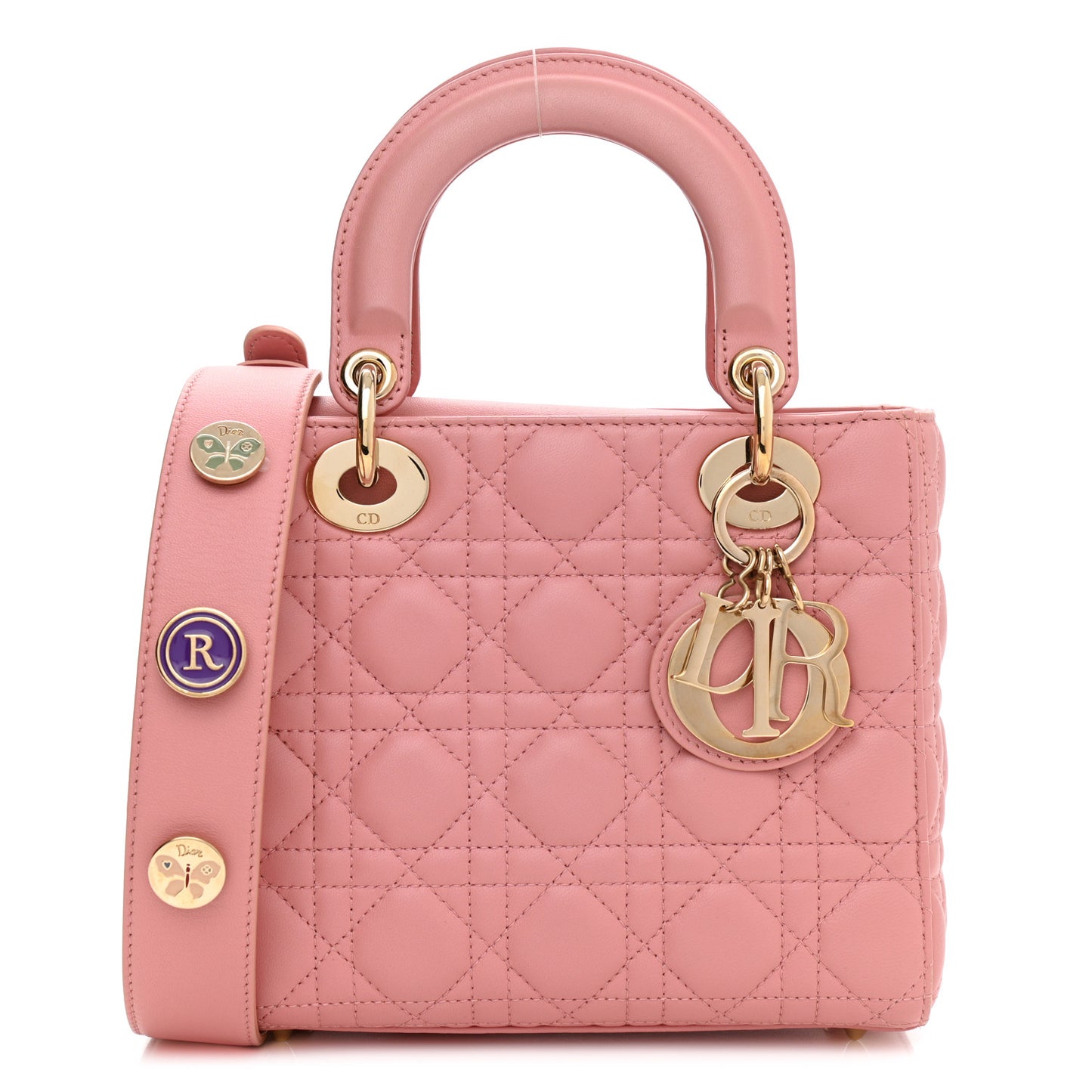Lambskin Cannage Small Lucky Badges My Lady Dior Pink