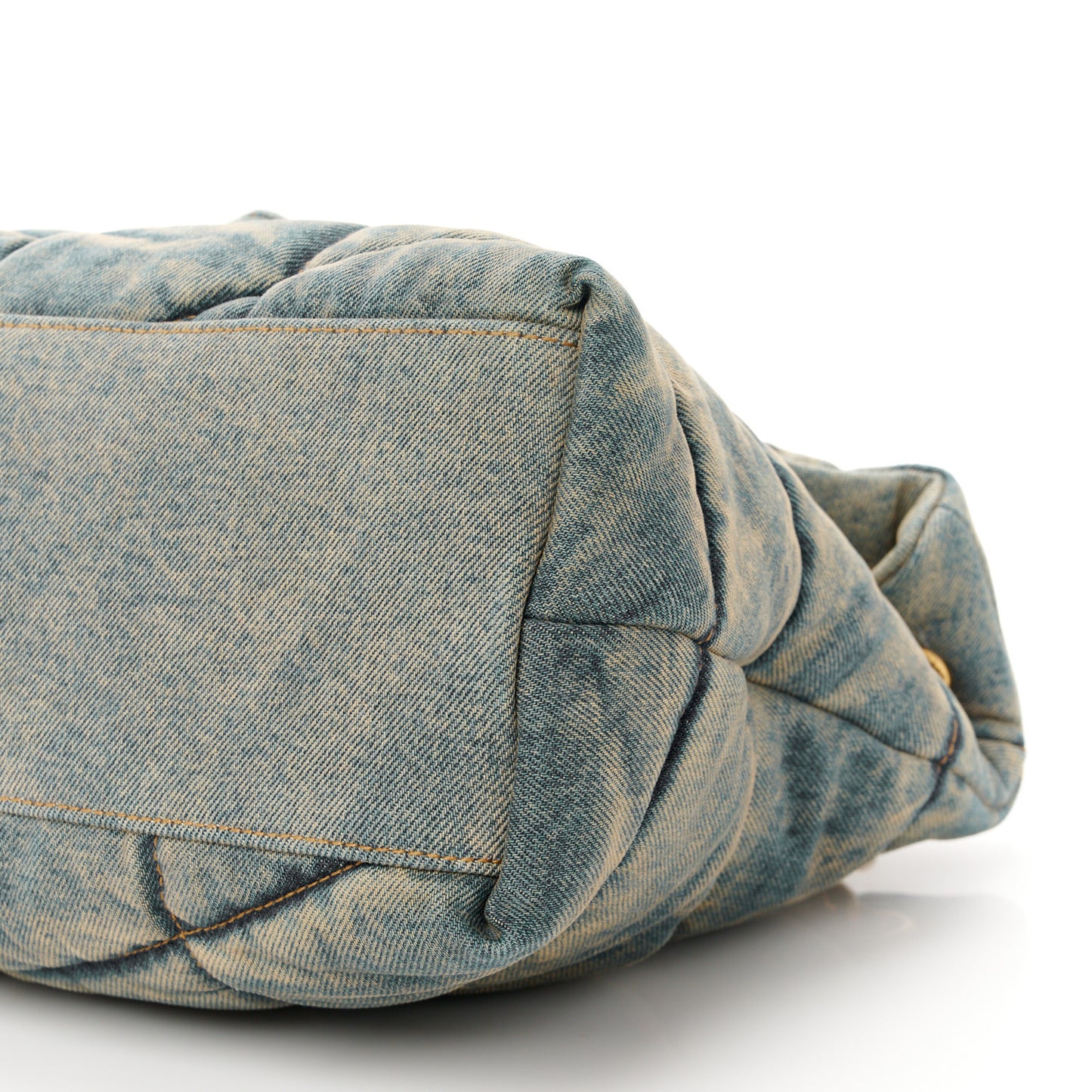 Denim Quilted Medium Loulou Puffer Monogram Chain Satchel Blue Cinnamon