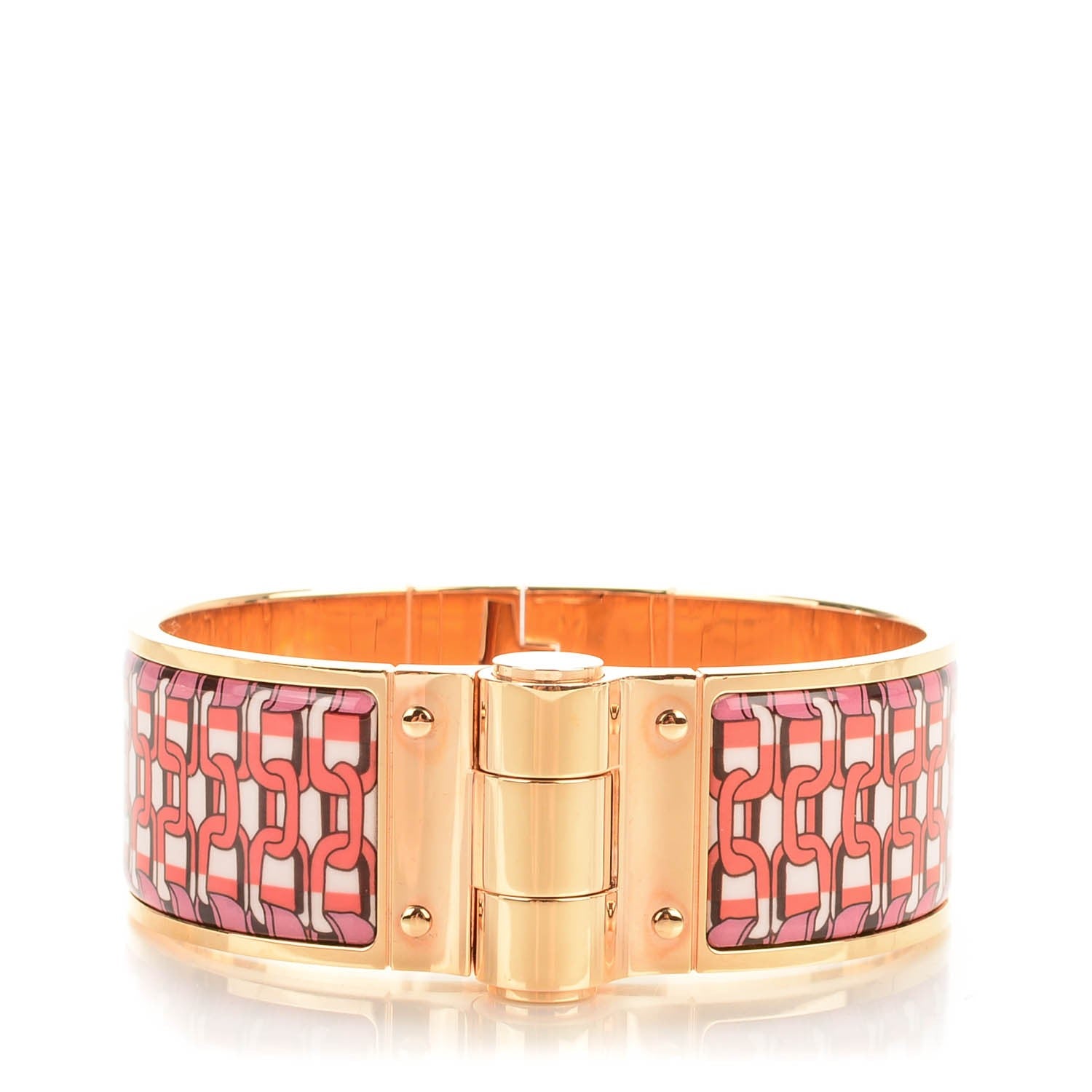 Hermes Enamel Printed Wide Hinged Bracelet 1 of 5