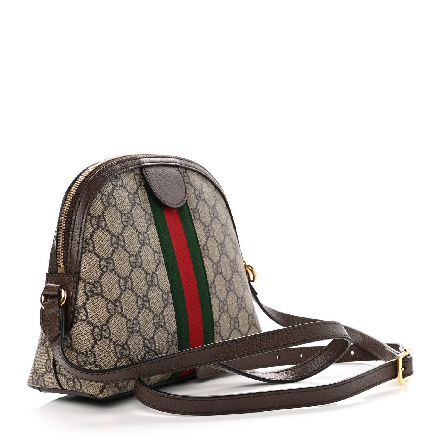 Gucci GG Supreme Monogram Textured Dollar Calfskin Web Small Ophidia Dome Shoulder Bag Beige Ebony New Acero 3 of 10
