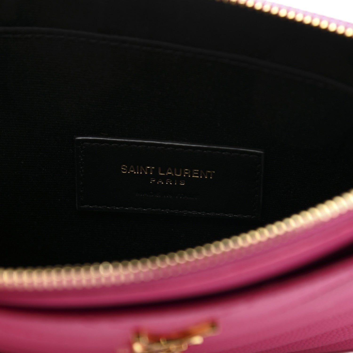 Saint Laurent Grain De Poudre Chevron Monogram Large Bill Pouch Fuxia Couture 6 of 8