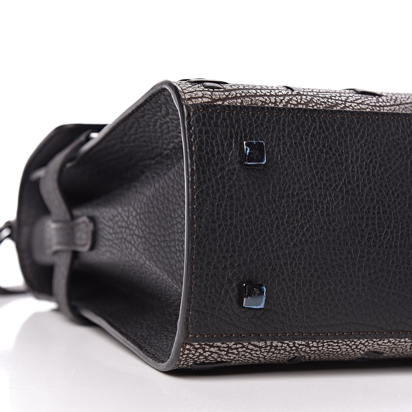 Grained Calfskin MM Tribal Stitch Tempete Satchel Ebene Ivory Black