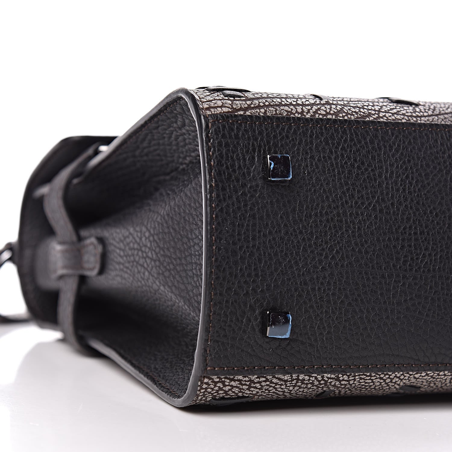 Delvaux Grained Calfskin MM Tribal Stitch Tempete Satchel Ebene Ivory Black 10 of 11