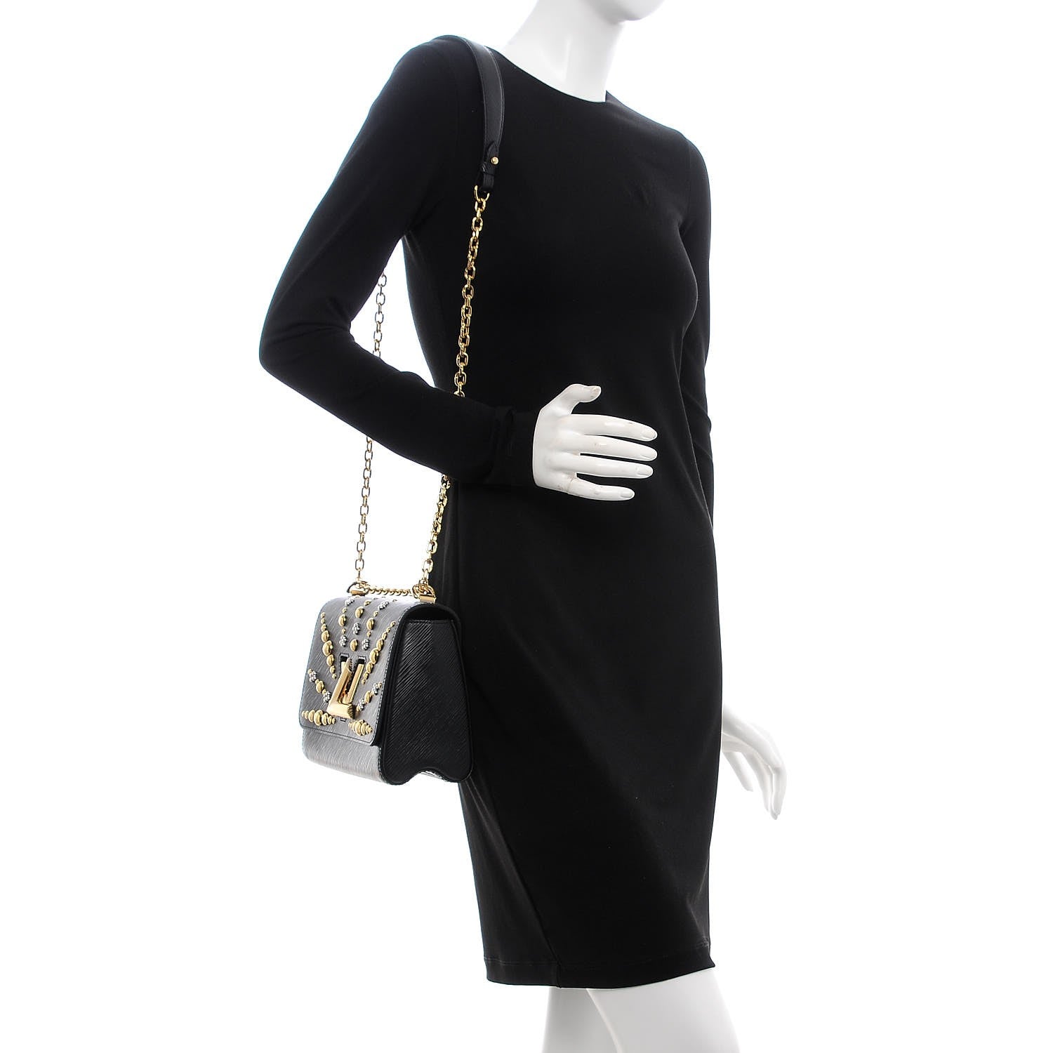 Louis Vuitton Epi Studded Sol Twist Shoulder Bag MM Black 2 of 7
