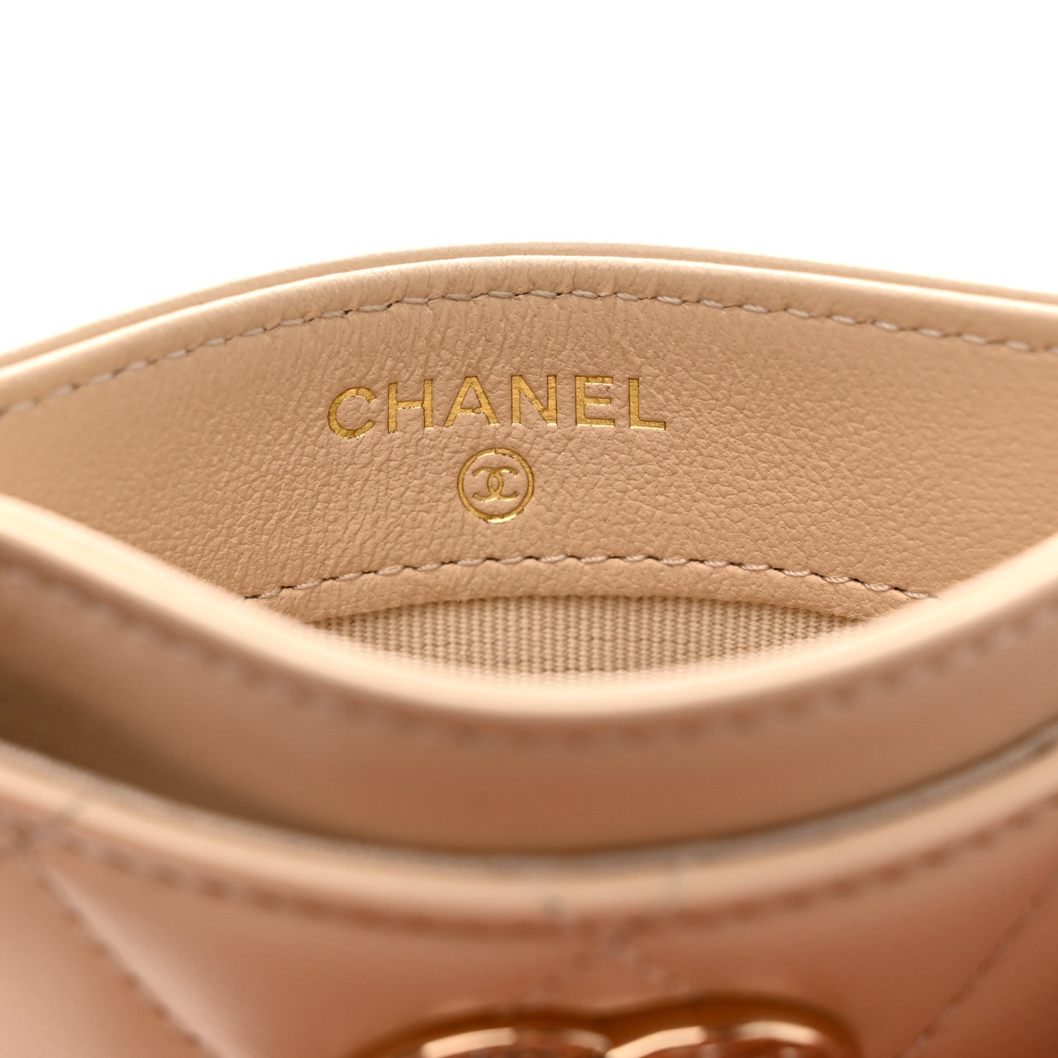 Chanel Lambskin Quilted Crystal CC Card Holder Beige 6 of 9