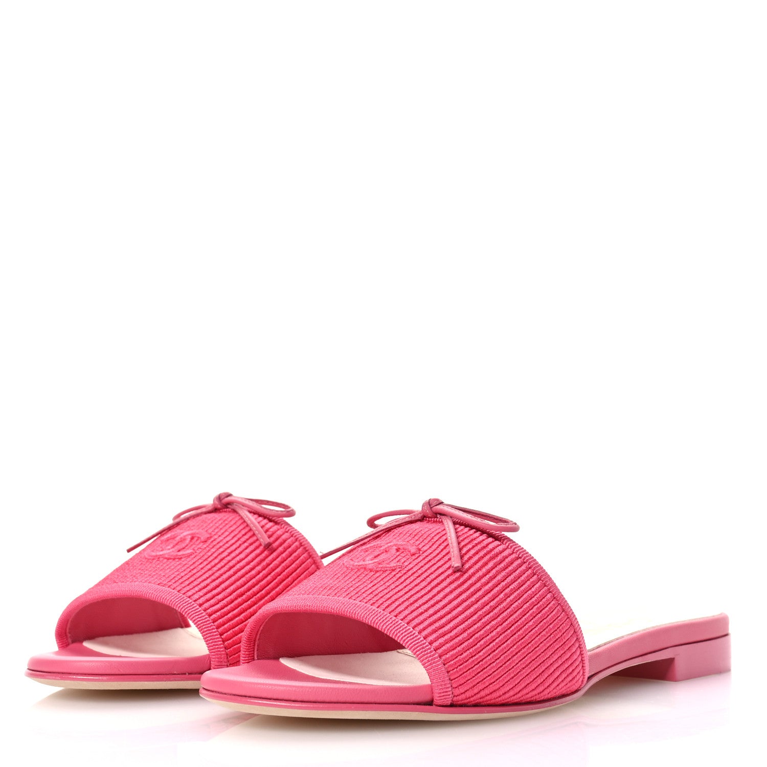 Chanel Fabric Embroidered CC Bow Mules 36 Dark Pink 4 of 10
