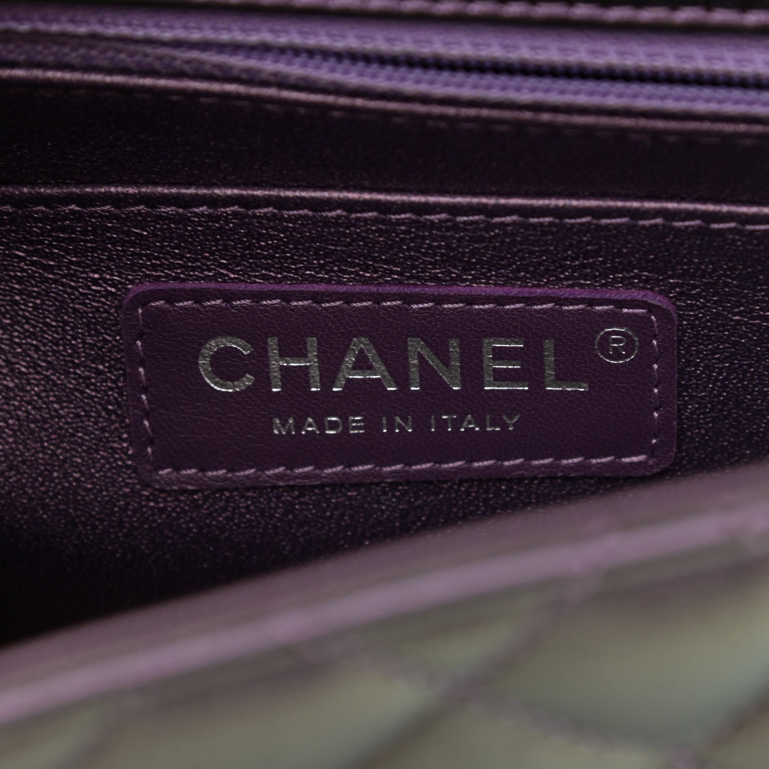 Chanel Iridescent Lambskin Quilted Mini Square Flap Dark Purple 6 of 9