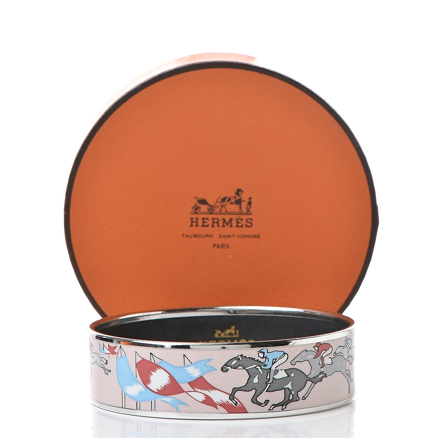 Hermes Enamel Printed Horse Racing Wide Bracelet 70 6 of 6