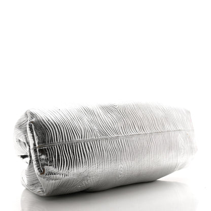 Bottega Veneta Metallic Bark Calfskin Embossed The Pouch Oversized Clutch Silver 4 of 10