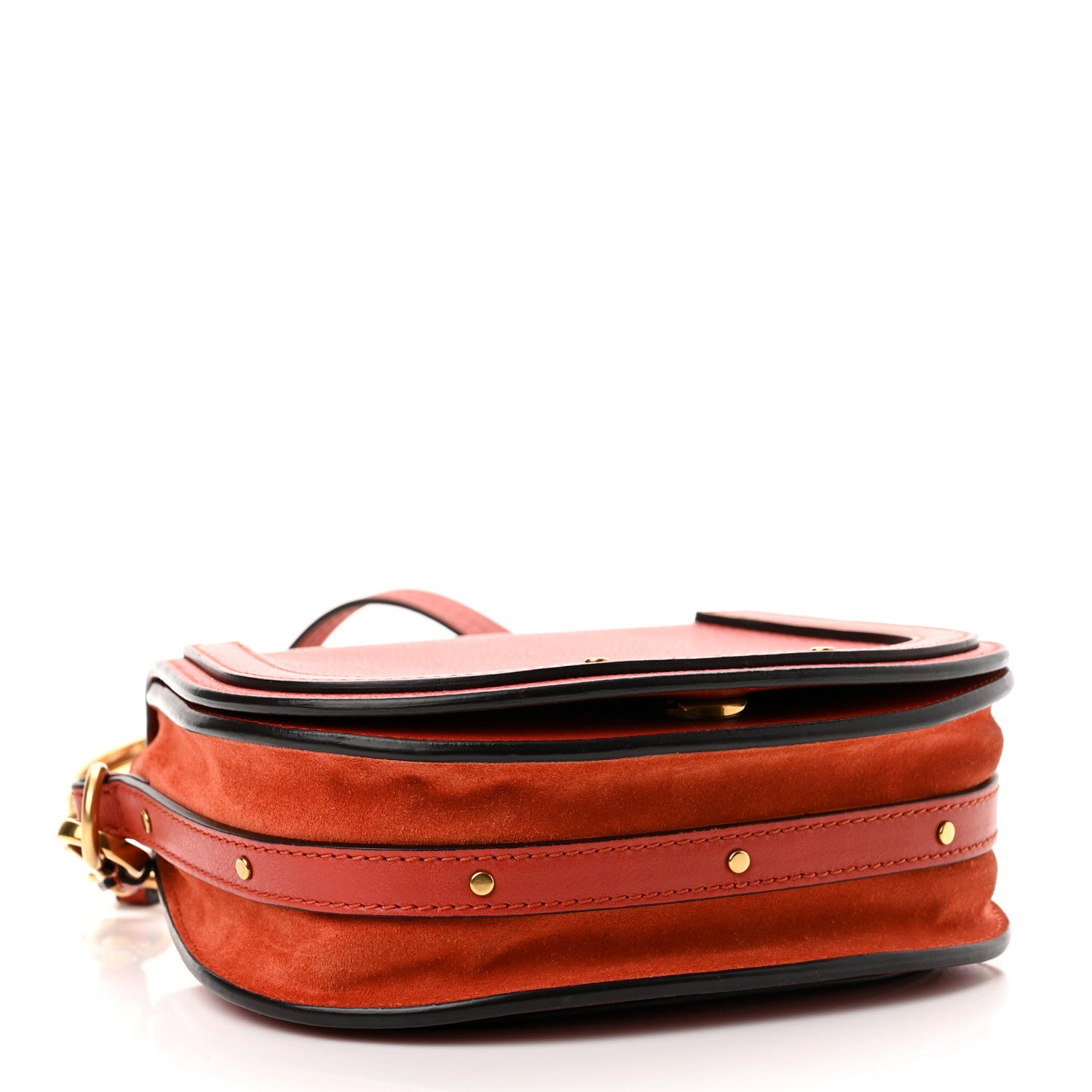 Chloe Calfskin Suede Small Nile Bracelet Bag Sepia Red 3 of 9
