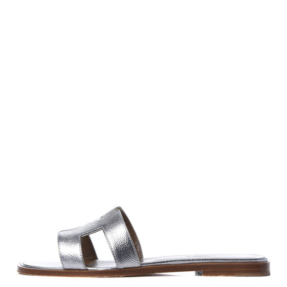 Hermes Metallic Epsom Oran Sandals 38 Gris Argente 1 of 11