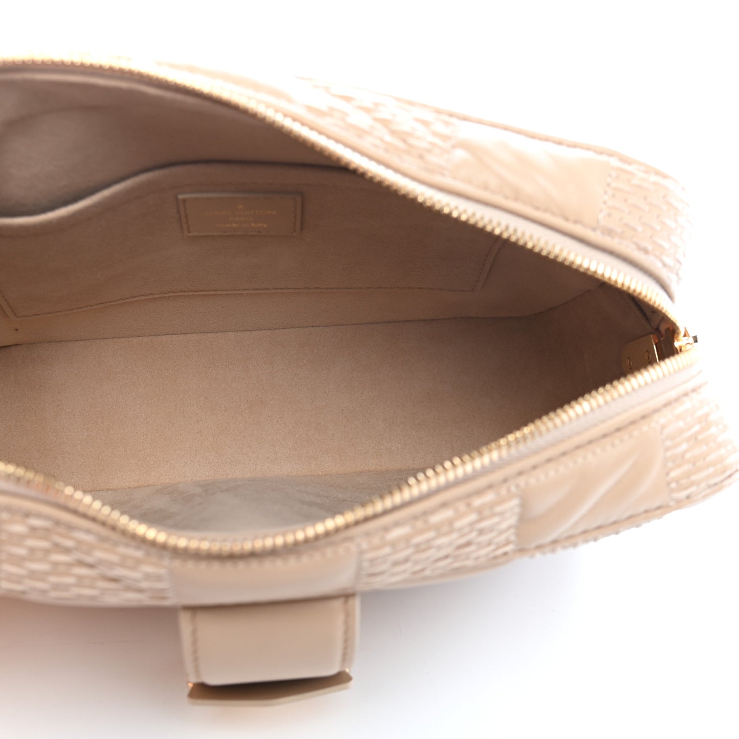 Lambskin Damier Quilt Troca MM Cashmere Beige