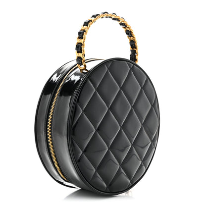 Chanel Patent CC Round Vanity Case Black 3 of 11