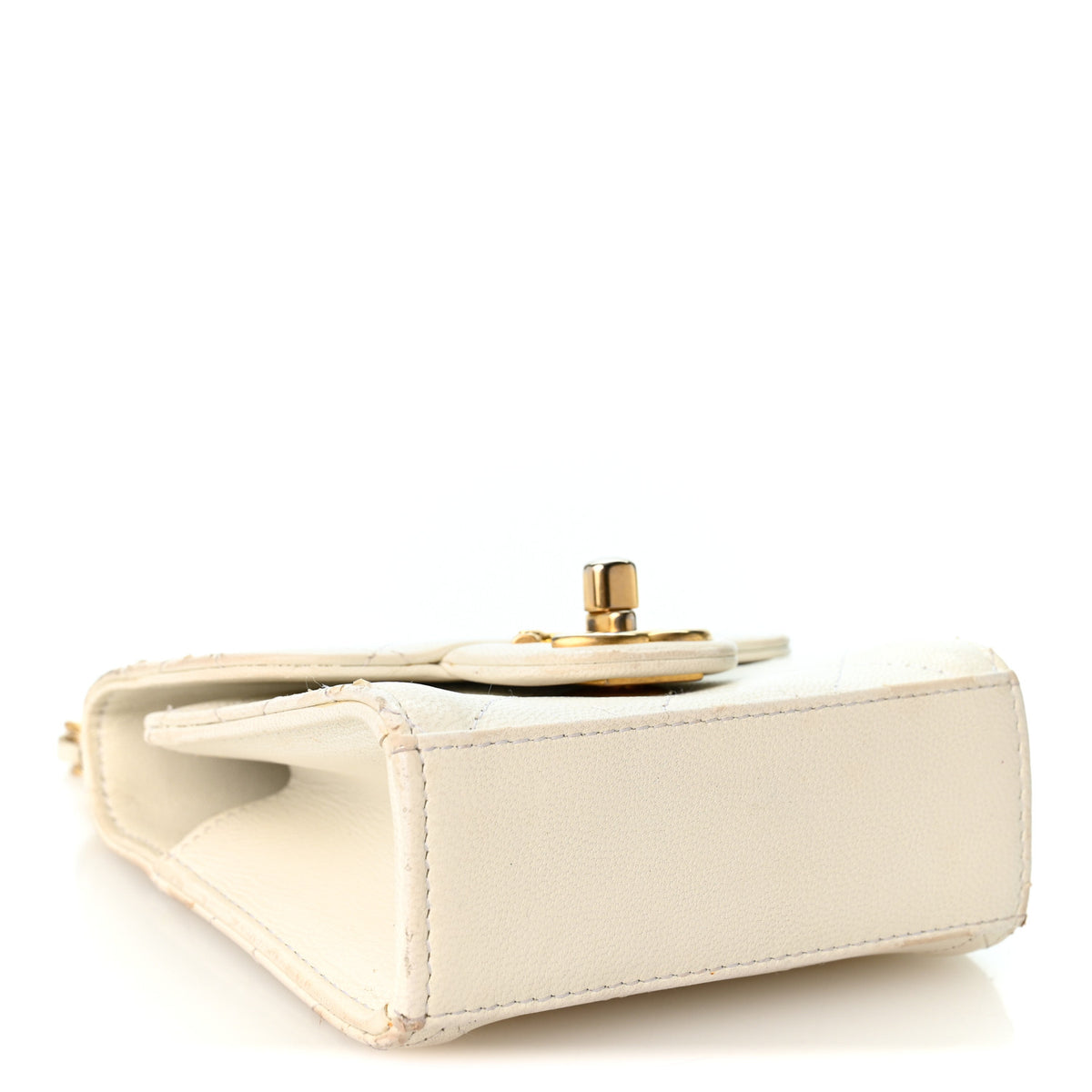 Goatskin Chic Pearls Clutch On Chain White