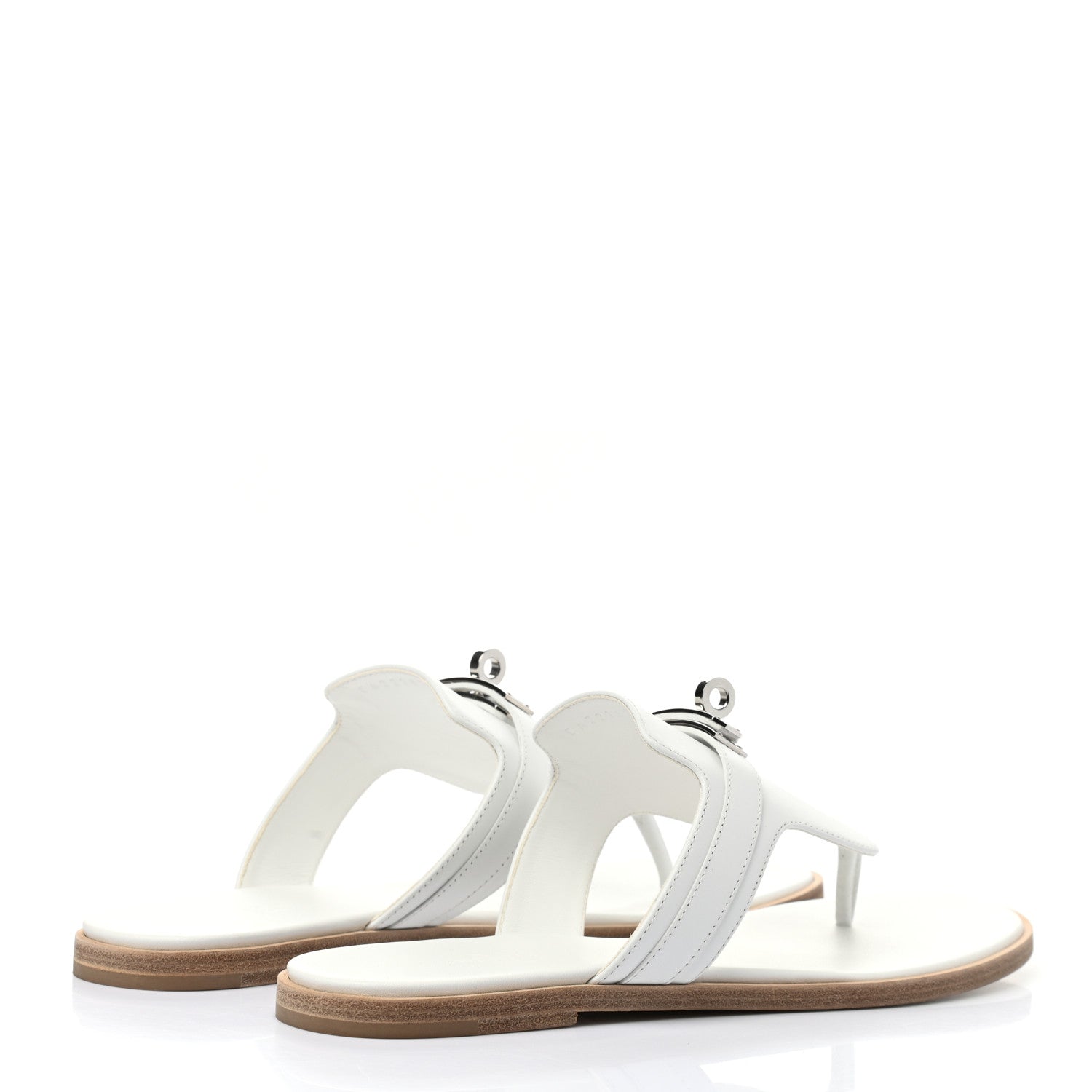 Hermes Calfskin Womens Elixir Sandals 37.5 White 4 of 8