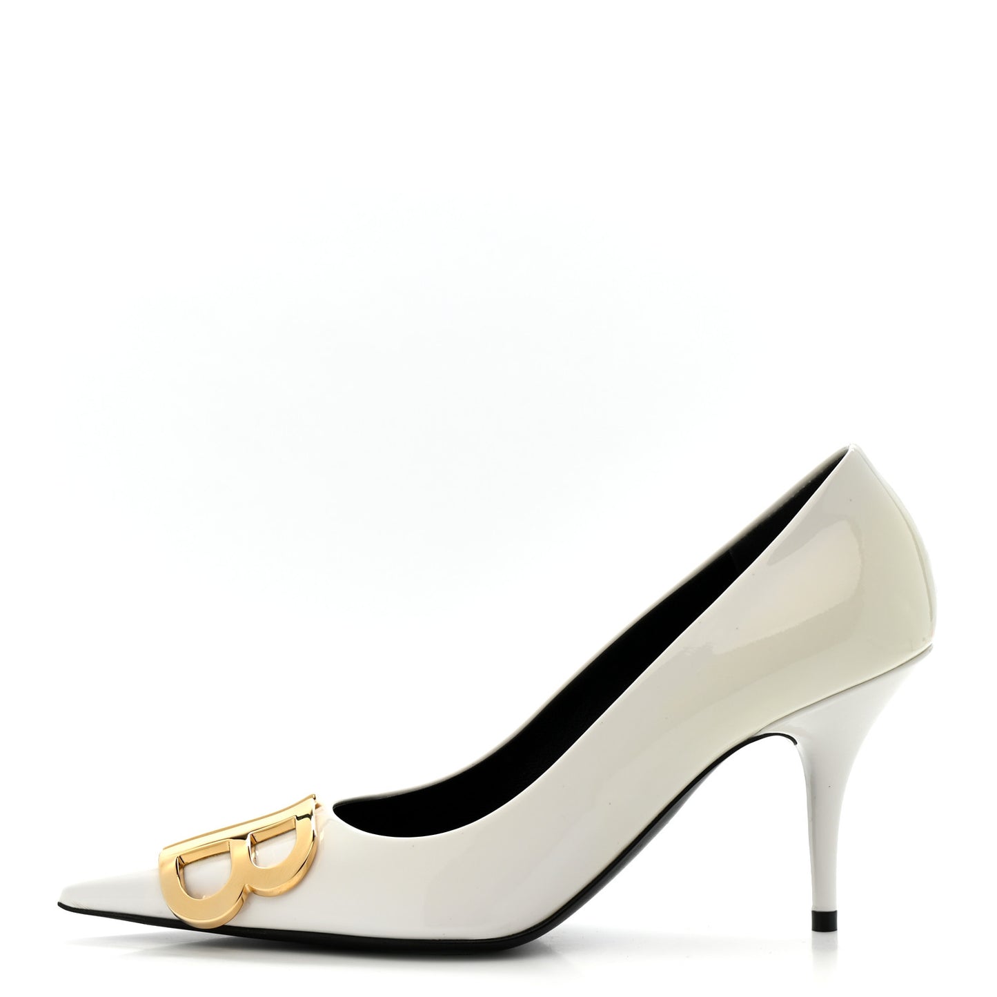 Patent BB Square Knife Pointed Toe Pump 36.5 White