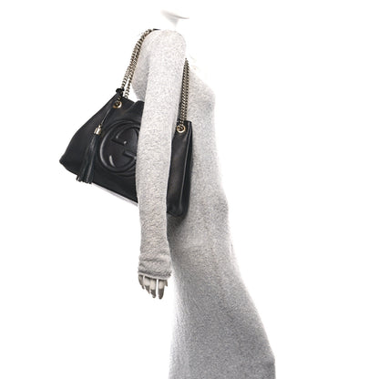 Gucci Pebbled Calfskin Medium Soho Chain Shoulder Bag Black 2 of 10