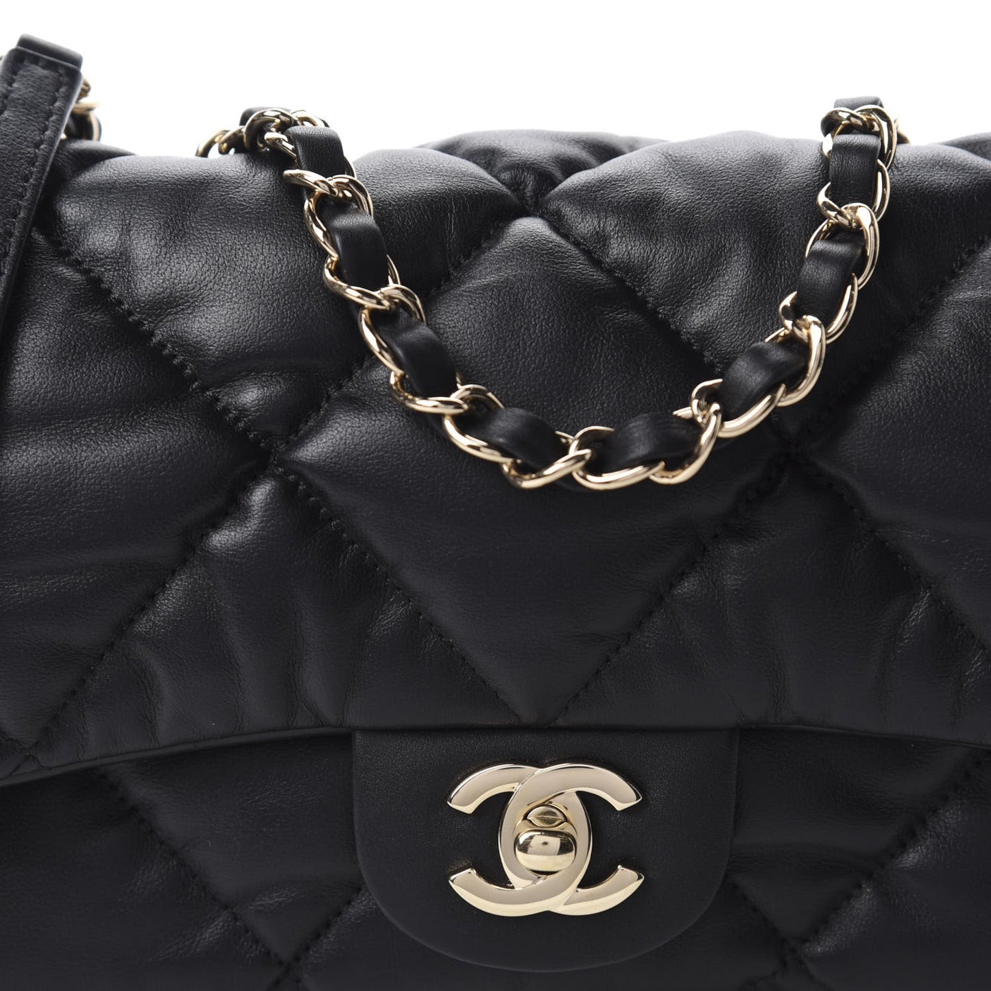 Lambskin Quilted Flap Black