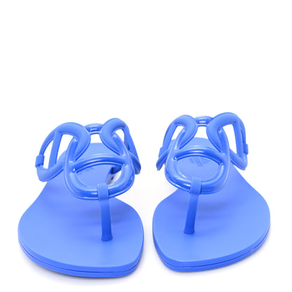Hermes Rubber Womens Egerie Sandals  37 Bleu Outremer 3 of 10