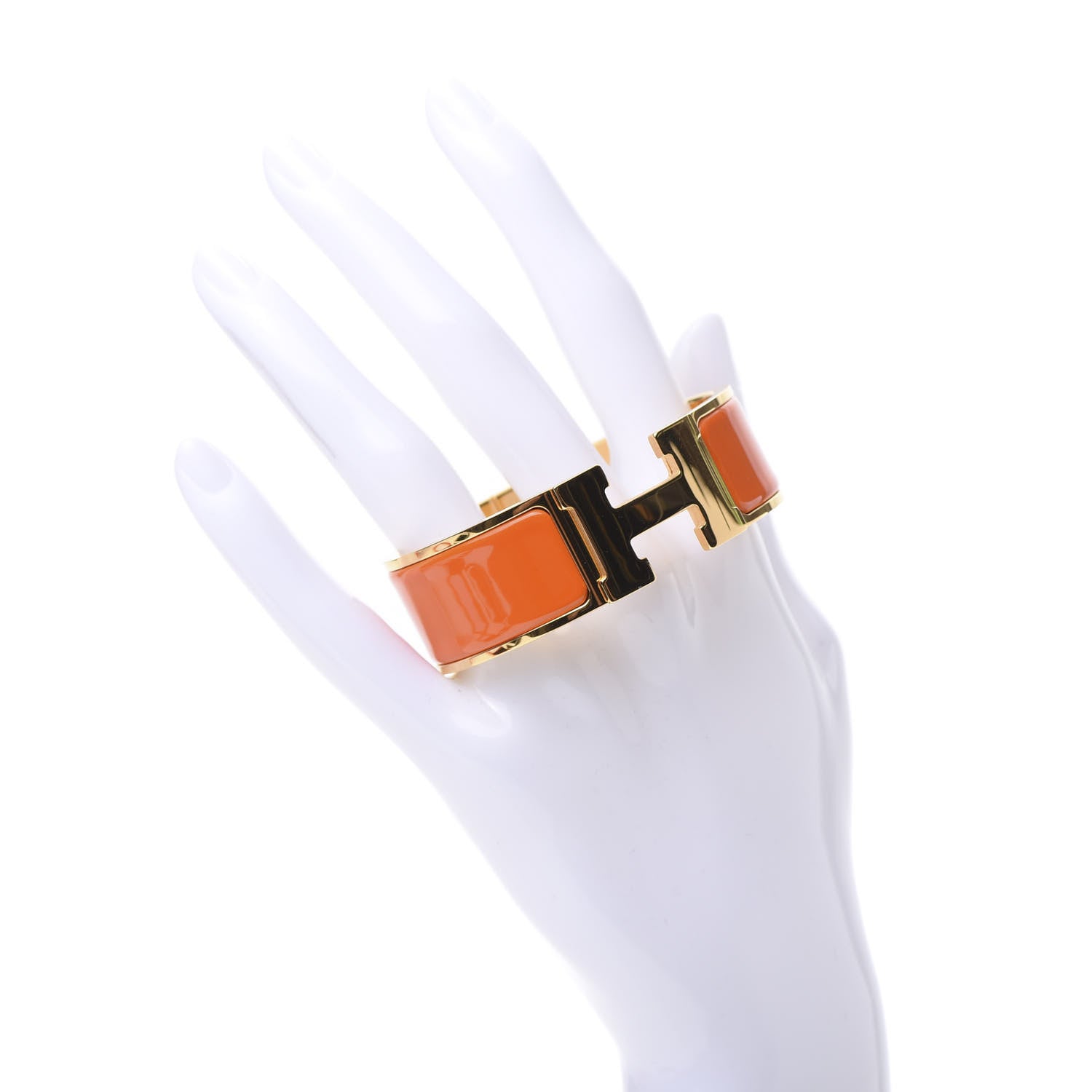 Hermes Enamel Wide Clic Clac H Bracelet Orange 2 of 6