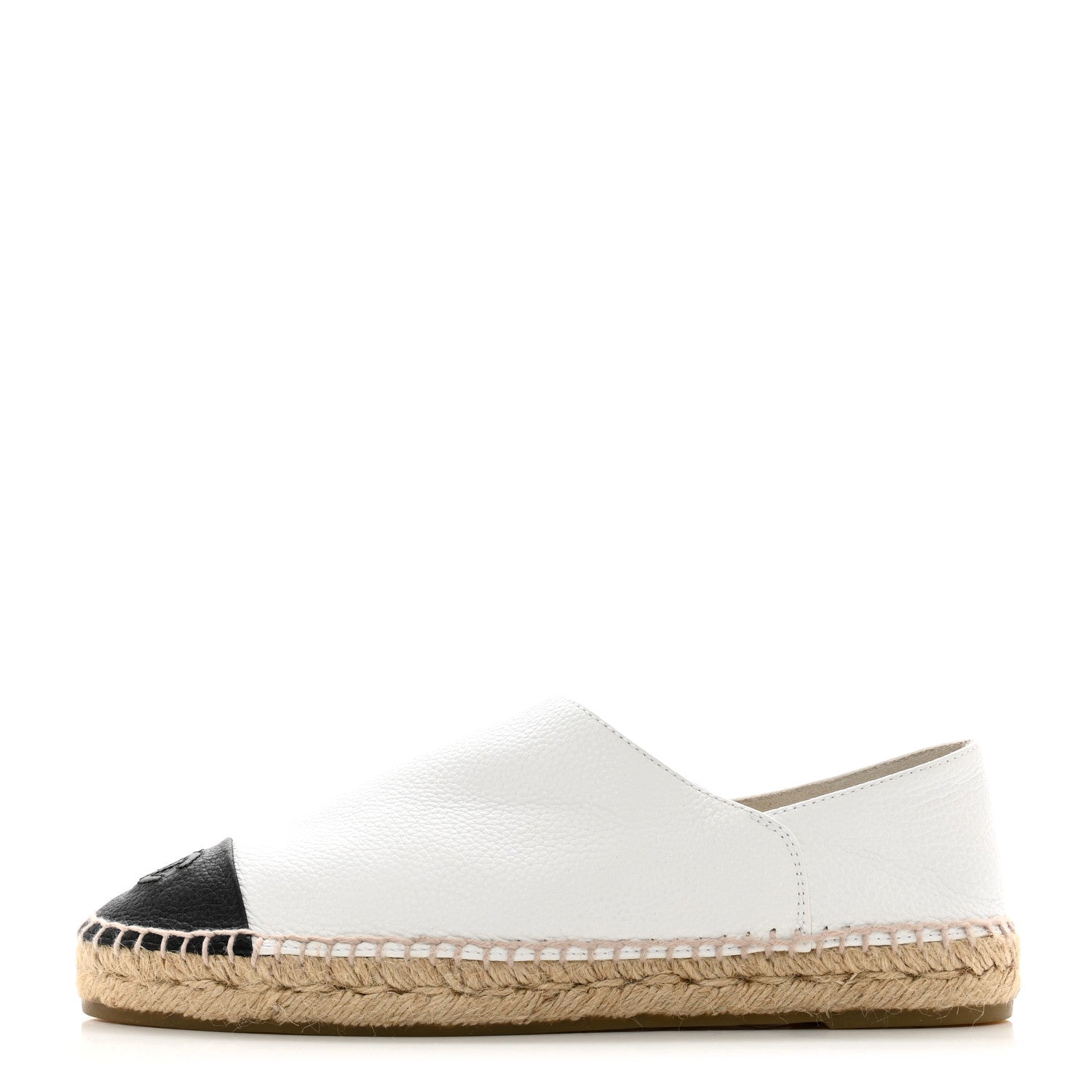 Chanel Grained Calfskin CC Espadrilles 40 White Black 1 of 10