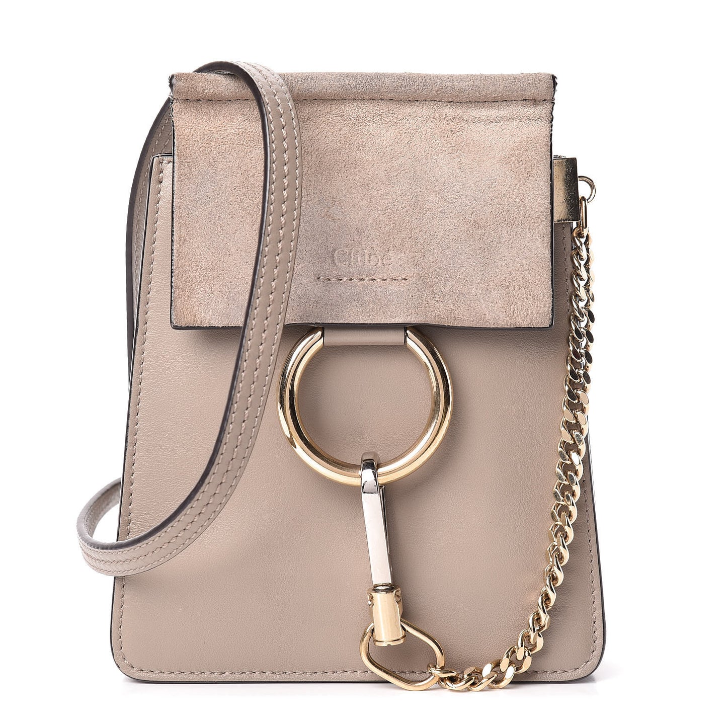 Suede Calfskin Mini Faye Bracelet Bag Motty Grey