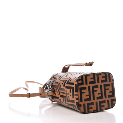 Fendi Calfskin F is FF Embossed Small Mon Tresor Bucket Bag Tobacco Black 5 of 10
