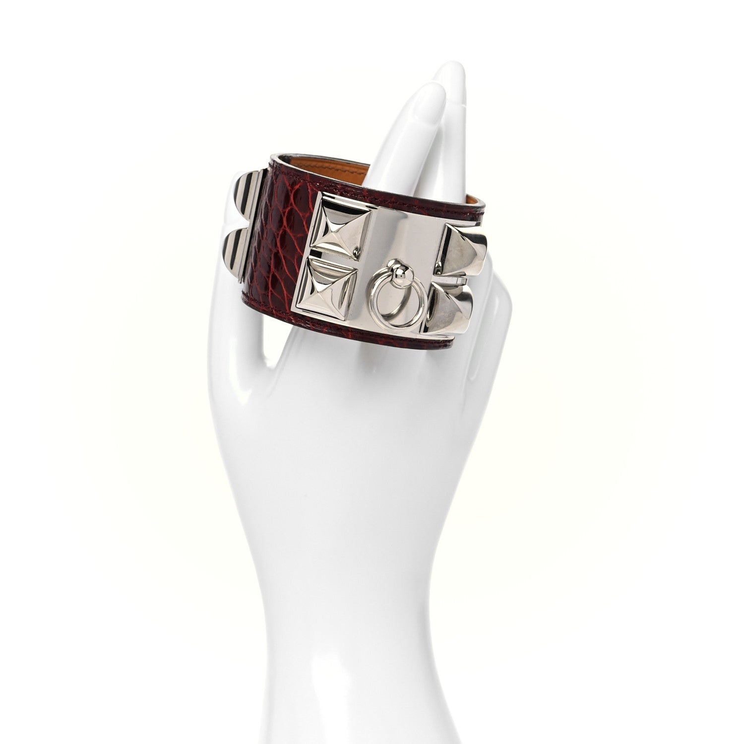 Hermes Shiny Alligator Collier De Chien CDC Bracelet S Bourgogne 2 of 5