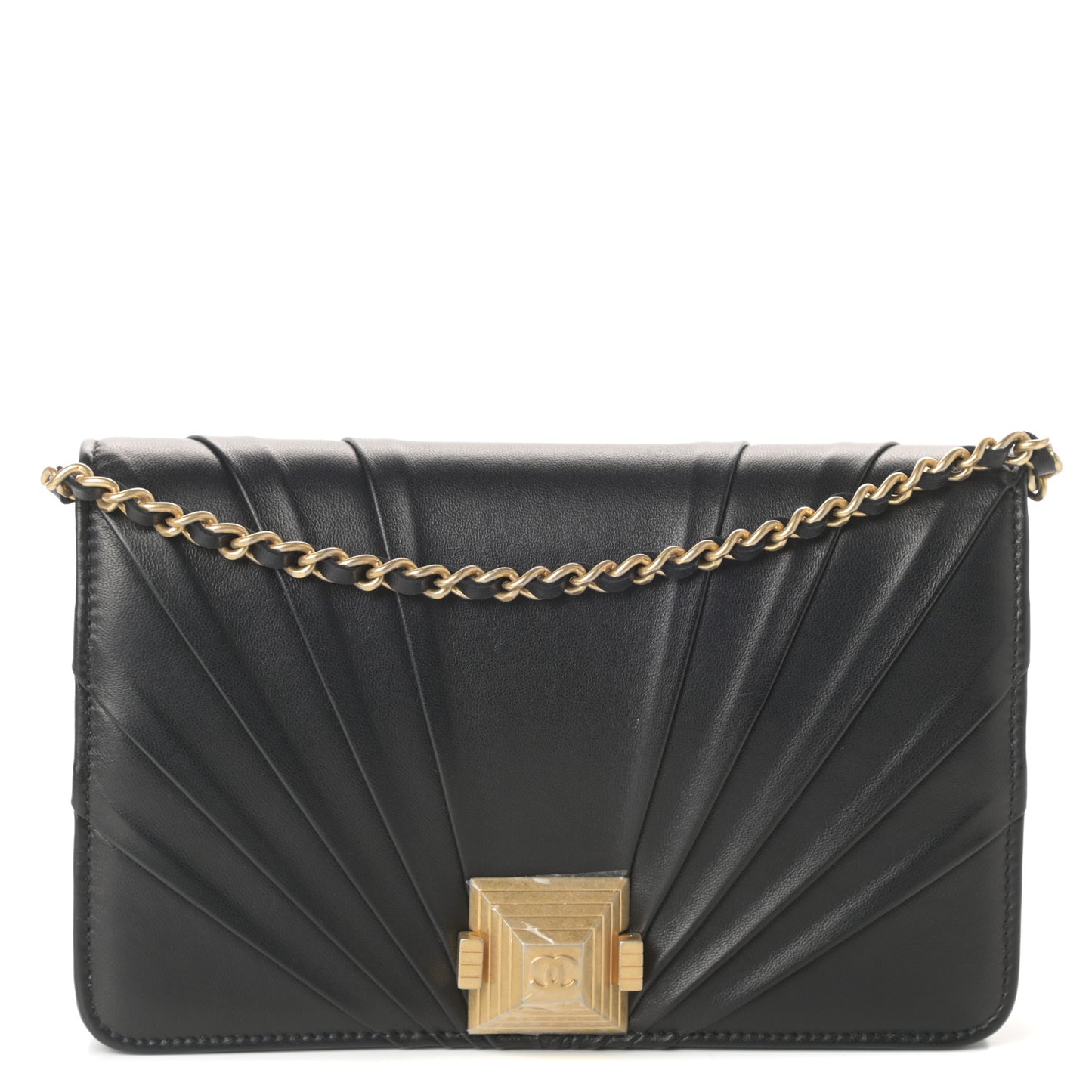 Lambskin Pyramid Wallet On Chain WOC Black