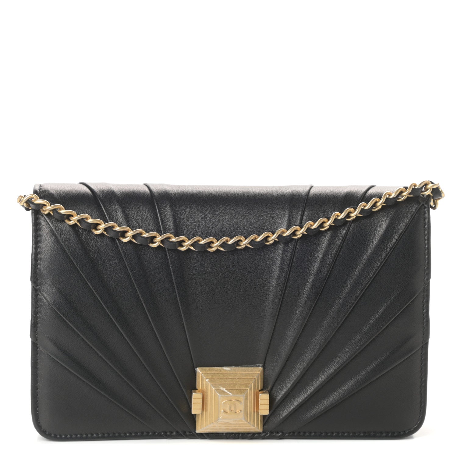 Chanel Lambskin Pyramid Wallet On Chain WOC Black 1 of 11