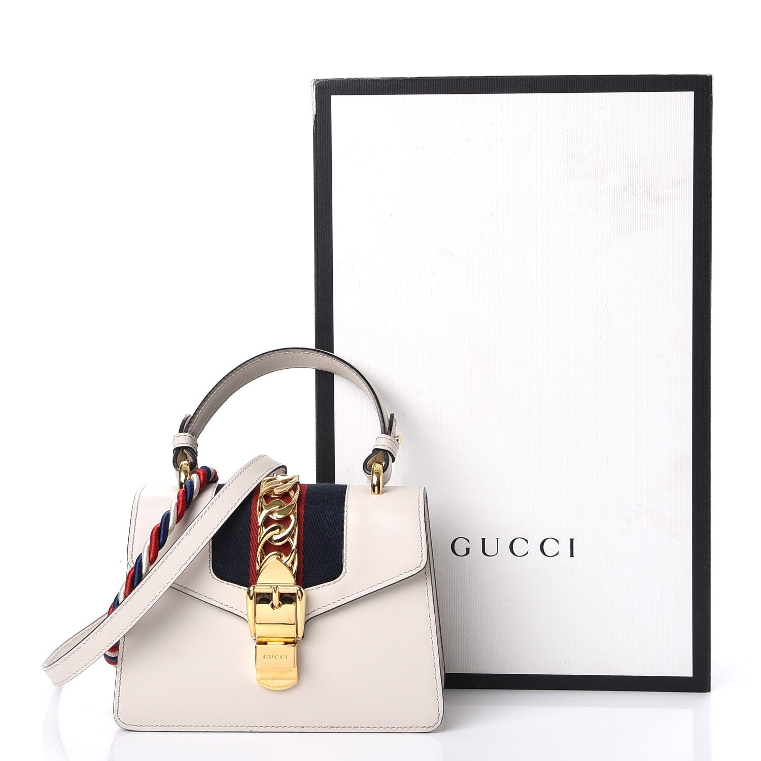Gucci Calfskin Mini Sylvie Top Handle Bag White 19 of 19