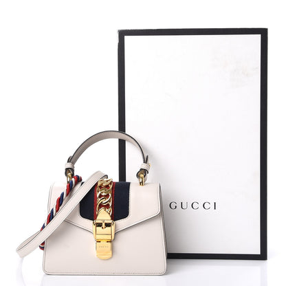 Gucci Calfskin Mini Sylvie Top Handle Bag White 19 of 19