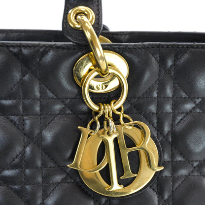 Christian Dior Lambskin Cannage Large Lady Dior Black 9 of 12