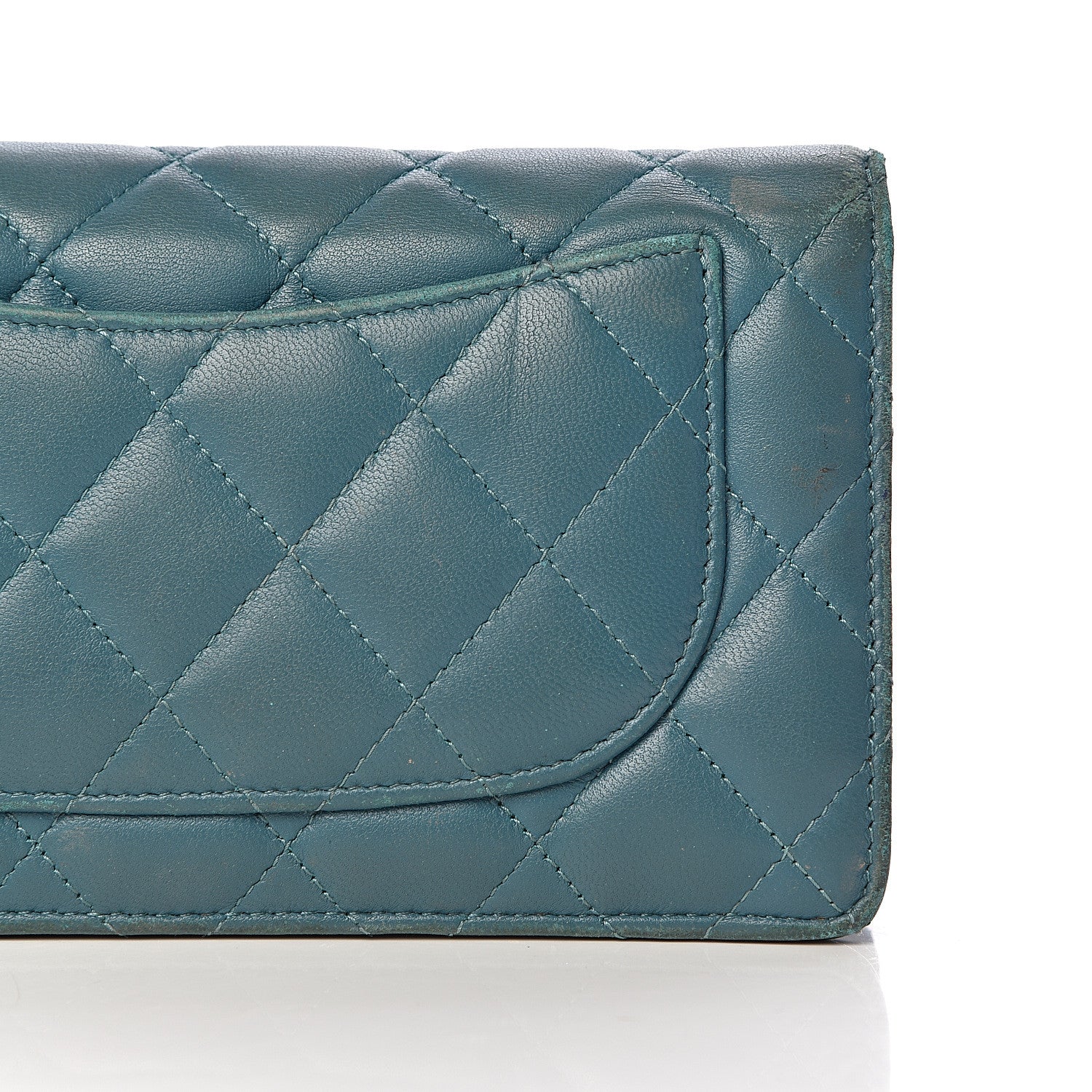 Chanel Lambskin Quilted Yen Wallet Blue 12 of 22