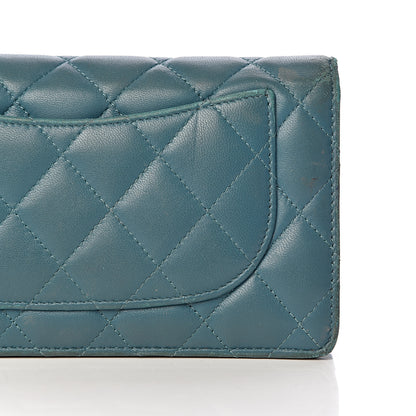 Chanel Lambskin Quilted Yen Wallet Blue 12 of 22